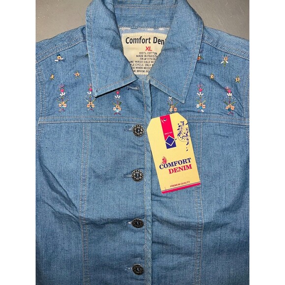 Comfort Denim Beaded Girls Button Down Shirt / Jacket XL (14-16) - Picture 7 of 8